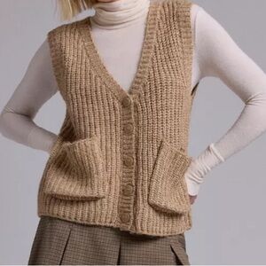 Urban Outfitters BDG Light Brown Knit Cardigan Sweater Vest Button Up